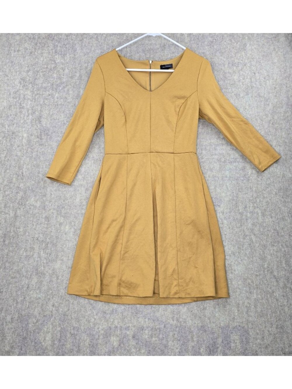 The Limited Mustard Yellow Fit & Flare Dress 3/4 Sleeve Womens Small